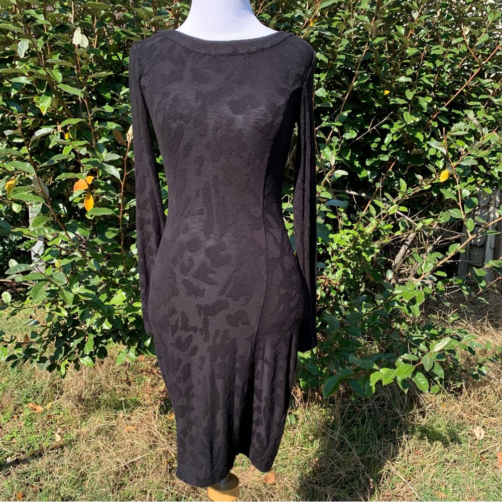French Connection Semi-sheer Leopard Print Long Sleeve Mini Dress Stretchy Small